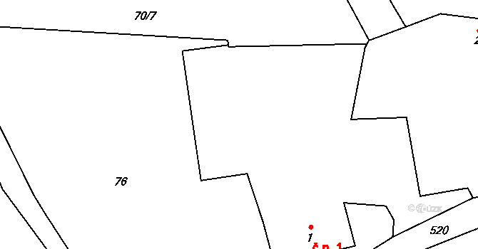 Horní Ostrovec 1, Ostrovec na parcele st. 1 v KÚ Horní Ostrovec, Katastrální mapa