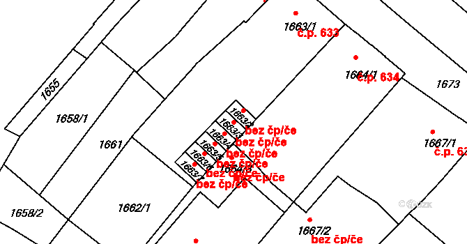 Holešov 38048183 na parcele st. 1663/3 v KÚ Holešov, Katastrální mapa