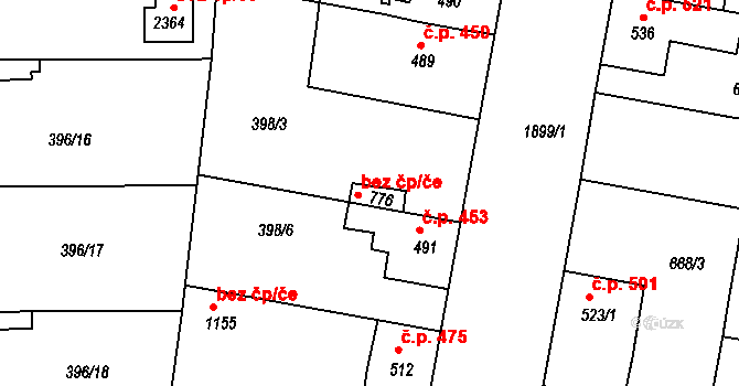 Unhošť 38598183 na parcele st. 776 v KÚ Unhošť, Katastrální mapa