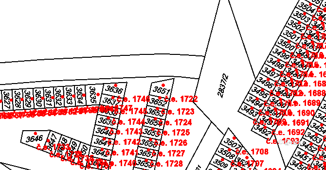 Město 1722, Havířov na parcele st. 3651 v KÚ Havířov-město, Katastrální mapa