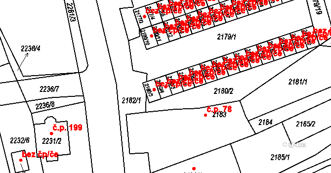 Černovice 39090183 na parcele st. 2180/4 v KÚ Černovice u Chomutova, Katastrální mapa