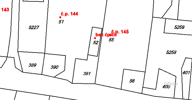 Brumovice 39223183 na parcele st. 52 v KÚ Brumovice u Opavy, Katastrální mapa