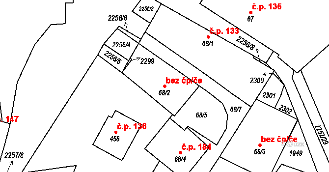Pecerady 143, Týnec nad Sázavou na parcele st. 68/2 v KÚ Pecerady, Katastrální mapa