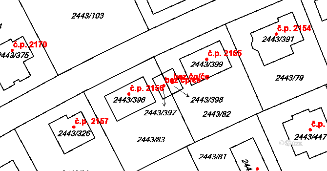 Roztoky 39611183 na parcele st. 2443/397 v KÚ Roztoky u Prahy, Katastrální mapa