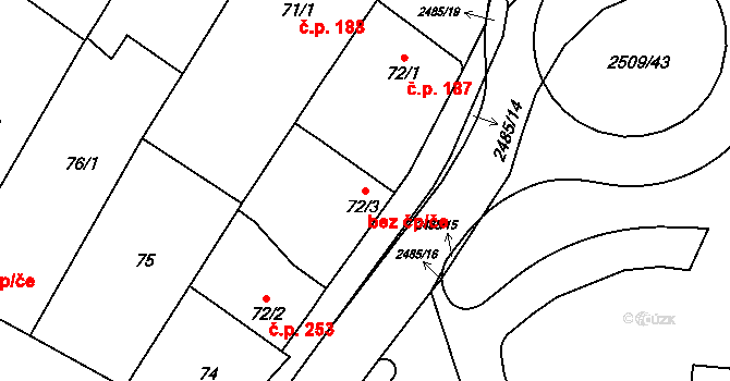 Kyjov 39964183 na parcele st. 72/3 v KÚ Kyjov, Katastrální mapa