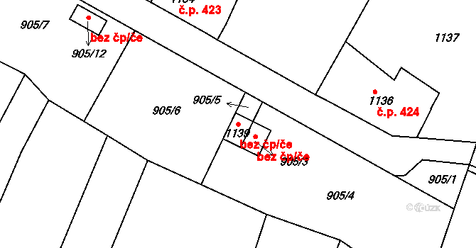 Jemnice 40171183 na parcele st. 1139 v KÚ Jemnice, Katastrální mapa