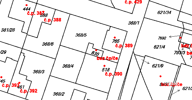 Smiřice 40304183 na parcele st. 835 v KÚ Smiřice, Katastrální mapa