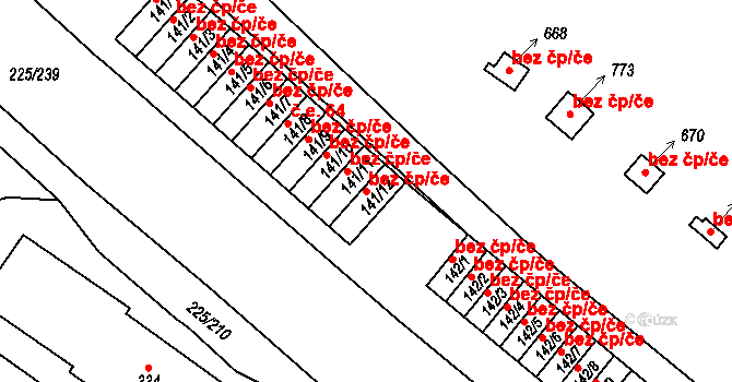 Meziboří 43701183 na parcele st. 141/12 v KÚ Meziboří u Litvínova, Katastrální mapa