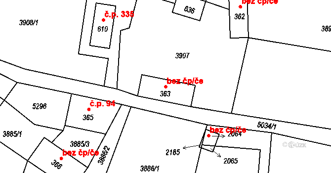 Mosty u Jablunkova 46588183 na parcele st. 363 v KÚ Mosty u Jablunkova, Katastrální mapa