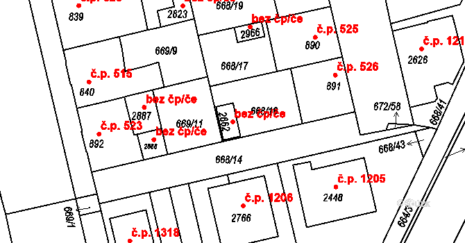 Vodňany 47676183 na parcele st. 2662 v KÚ Vodňany, Katastrální mapa