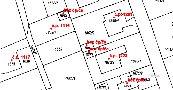 Havířov 49412183 na parcele st. 1869/6 v KÚ Prostřední Suchá, Katastrální mapa