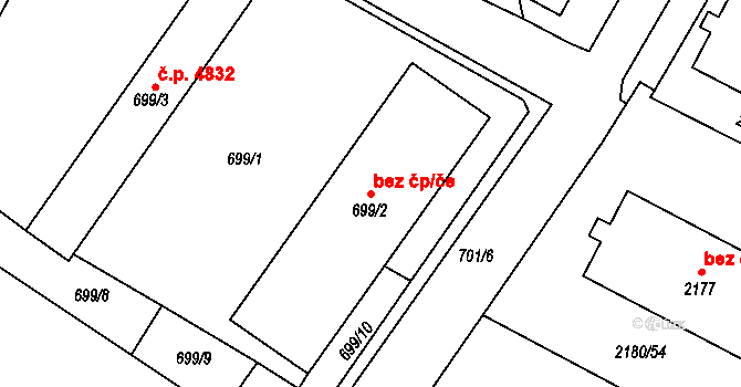 Chomutov 49690183 na parcele st. 699/2 v KÚ Chomutov I, Katastrální mapa