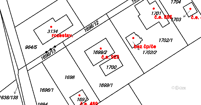 Planá nad Lužnicí 923 na parcele st. 1699/2 v KÚ Planá nad Lužnicí, Katastrální mapa