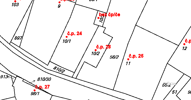 Holešovice 28, Chroustovice na parcele st. 10/2 v KÚ Holešovice u Chroustovic, Katastrální mapa