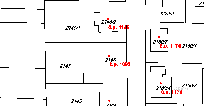 Třešť 1092 na parcele st. 2146 v KÚ Třešť, Katastrální mapa
