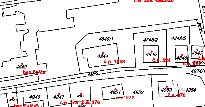 Černošice 1068 na parcele st. 4844 v KÚ Černošice, Katastrální mapa
