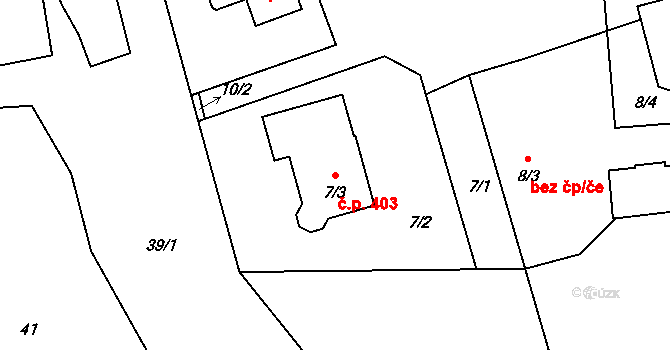 Průhonice 403 na parcele st. 7/3 v KÚ Hole u Průhonic, Katastrální mapa