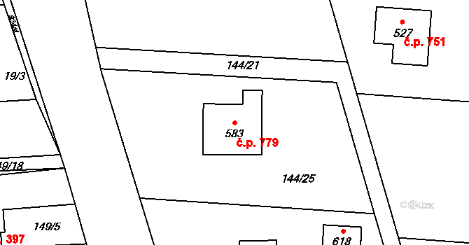 Horní Bludovice 779 na parcele st. 583 v KÚ Horní Bludovice, Katastrální mapa