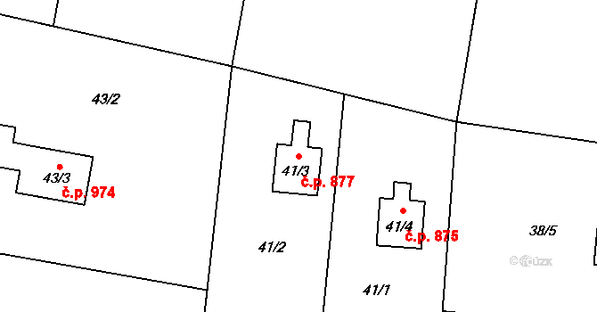 Studénka 877 na parcele st. 41/3 v KÚ Studénka nad Odrou, Katastrální mapa