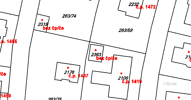 Český Brod 89519183 na parcele st. 2363 v KÚ Český Brod, Katastrální mapa