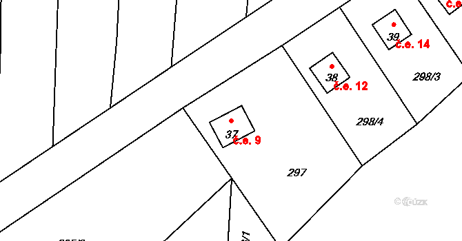 Robčice 9, Kozojedy na parcele st. 37 v KÚ Robčice, Katastrální mapa