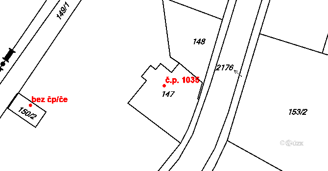 Vejprty 1035 na parcele st. 147 v KÚ Vejprty, Katastrální mapa