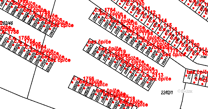 Jirkov 2219 na parcele st. 2262/16 v KÚ Jirkov, Katastrální mapa