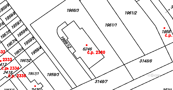 Kroměříž 2380 na parcele st. 6246 v KÚ Kroměříž, Katastrální mapa