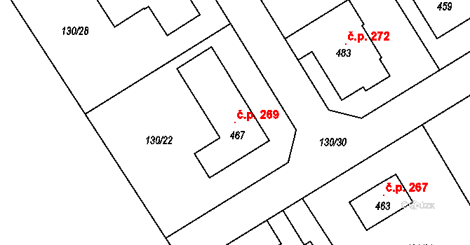 Cerekvice nad Loučnou 269 na parcele st. 467 v KÚ Cerekvice nad Loučnou, Katastrální mapa