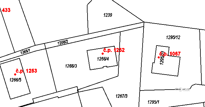 Bludovice 1252, Havířov na parcele st. 1266/4 v KÚ Bludovice, Katastrální mapa