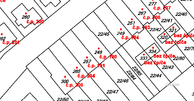Opatovice 190 na parcele st. 248 v KÚ Opatovice u Hranic, Katastrální mapa