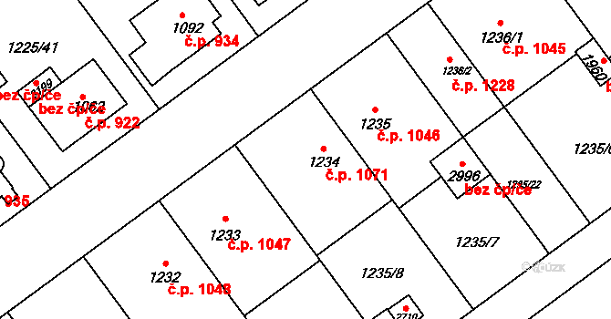 Lipník nad Bečvou I-Město 1071, Lipník nad Bečvou na parcele st. 1234 v KÚ Lipník nad Bečvou, Katastrální mapa