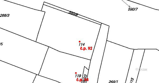 Ejpovice 92 na parcele st. 114 v KÚ Ejpovice, Katastrální mapa