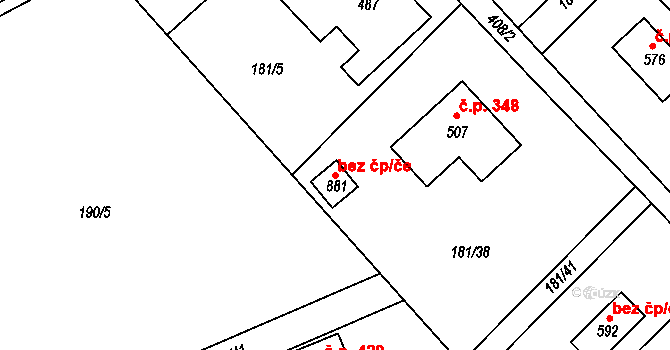 Vratimov 146881184 na parcele st. 881 v KÚ Horní Datyně, Katastrální mapa