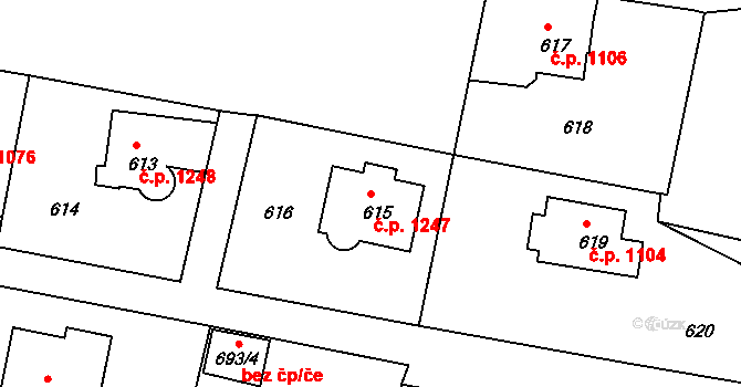 Děčín IV-Podmokly 1247, Děčín na parcele st. 615 v KÚ Podmokly, Katastrální mapa
