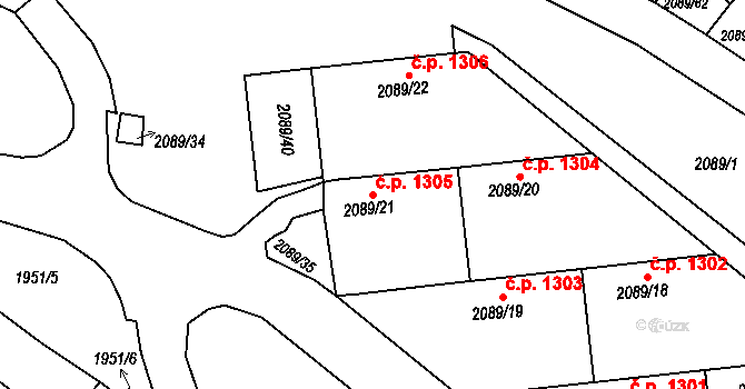 Předměstí 1305, Moravská Třebová na parcele st. 2089/21 v KÚ Moravská Třebová, Katastrální mapa