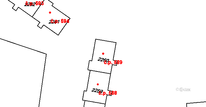 Mimoň I 589, Mimoň na parcele st. 2260 v KÚ Mimoň, Katastrální mapa
