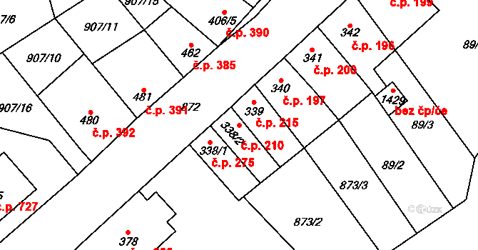 Libochovice 210 na parcele st. 338/2 v KÚ Libochovice, Katastrální mapa
