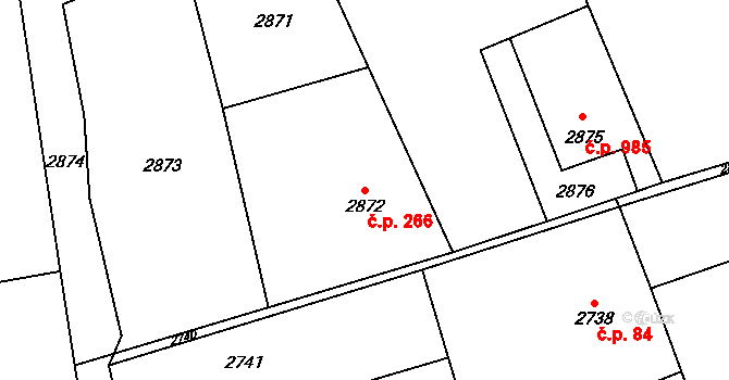 Město 266, Orlová na parcele st. 2872 v KÚ Orlová, Katastrální mapa