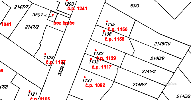 Lysá nad Labem 1129 na parcele st. 1132 v KÚ Lysá nad Labem, Katastrální mapa