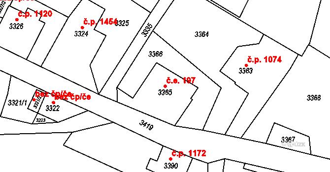Smržovka 197 na parcele st. 3365 v KÚ Smržovka, Katastrální mapa