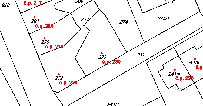 Pozorka 230, Dubí na parcele st. 273 v KÚ Dubí-Pozorka, Katastrální mapa