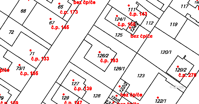 Prosetice 193, Teplice na parcele st. 126/2 v KÚ Prosetice, Katastrální mapa