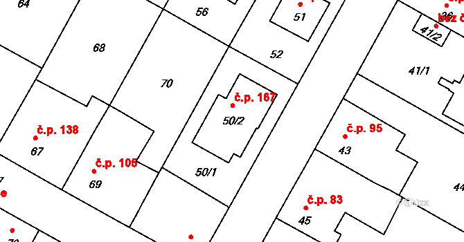 Miškovice 167, Praha na parcele st. 50/2 v KÚ Miškovice, Katastrální mapa