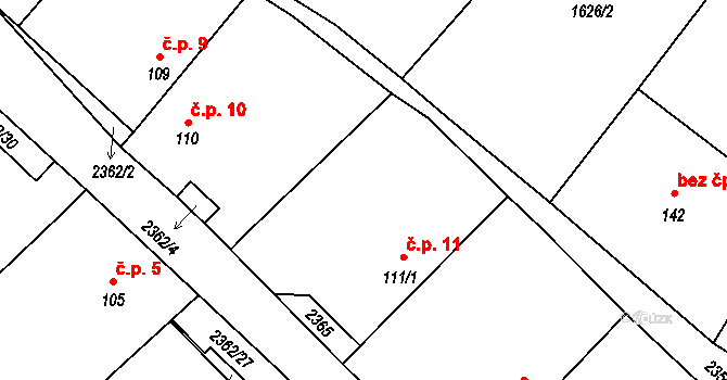 Lipovka 11, Deštná na parcele st. 111/1 v KÚ Lipovka, Katastrální mapa