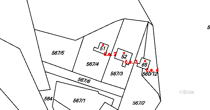 Chramosty 2, Dublovice na parcele st. 51 v KÚ Chramosty, Katastrální mapa