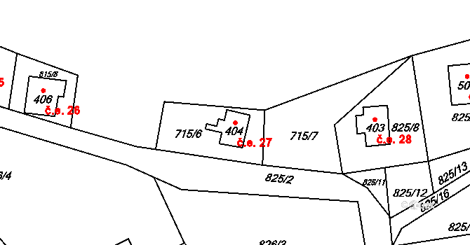 Havlovice 27 na parcele st. 404 v KÚ Havlovice, Katastrální mapa