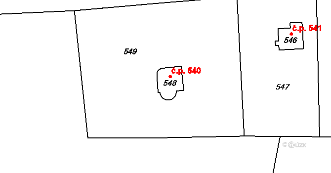 Doksy 540 na parcele st. 548 v KÚ Doksy u Máchova jezera, Katastrální mapa