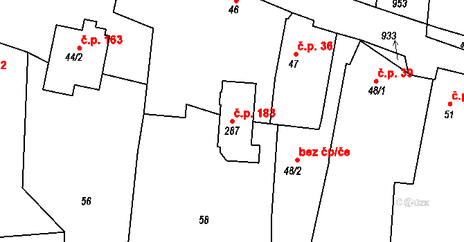 Starý Rožmitál 183, Rožmitál pod Třemšínem na parcele st. 287 v KÚ Starý Rožmitál, Katastrální mapa