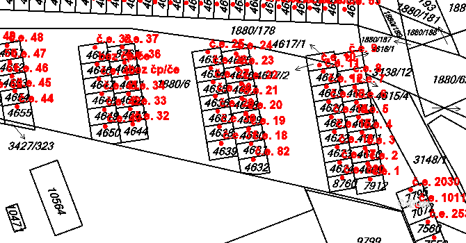 Hodonín 20 na parcele st. 4629 v KÚ Hodonín, Katastrální mapa